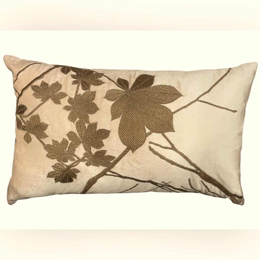 NWT, Blush Velvet Pillow With Gold Basketweave Embroidery by Lili Alessandra